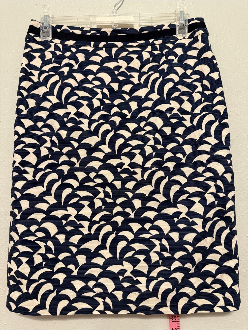 Boden Navy and Cream  Abstract Print Pencil Skirt